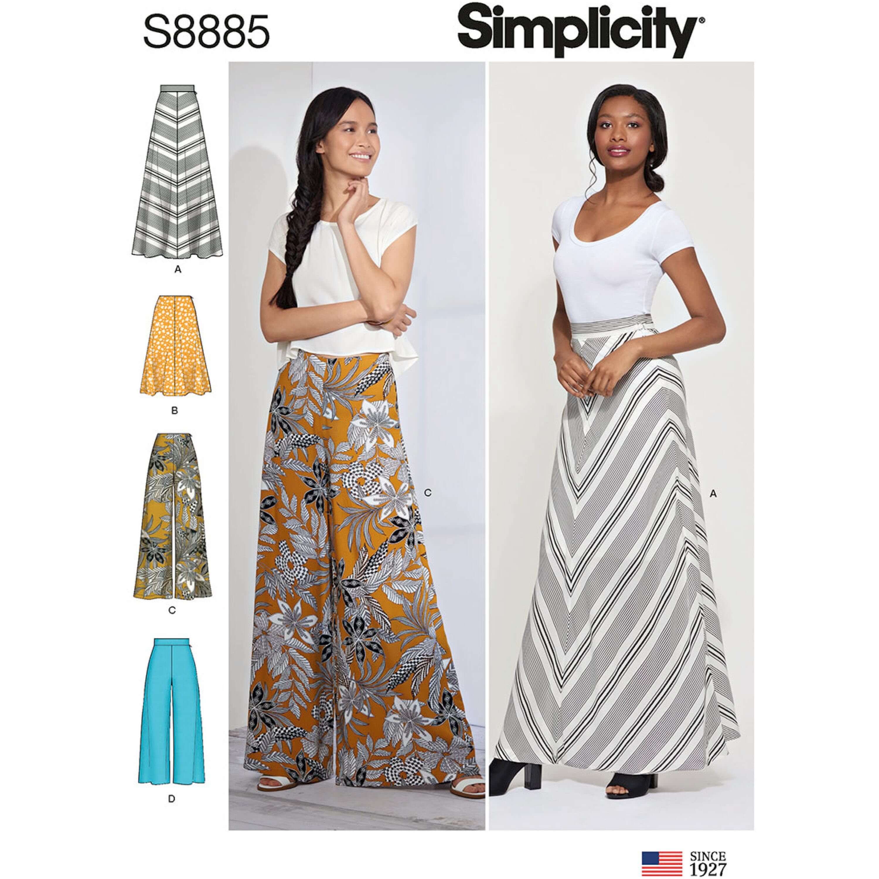 Simplicity Sewing Pattern 8885 Misses Maxi Skirt or Palazzo Trousers Wide Leg