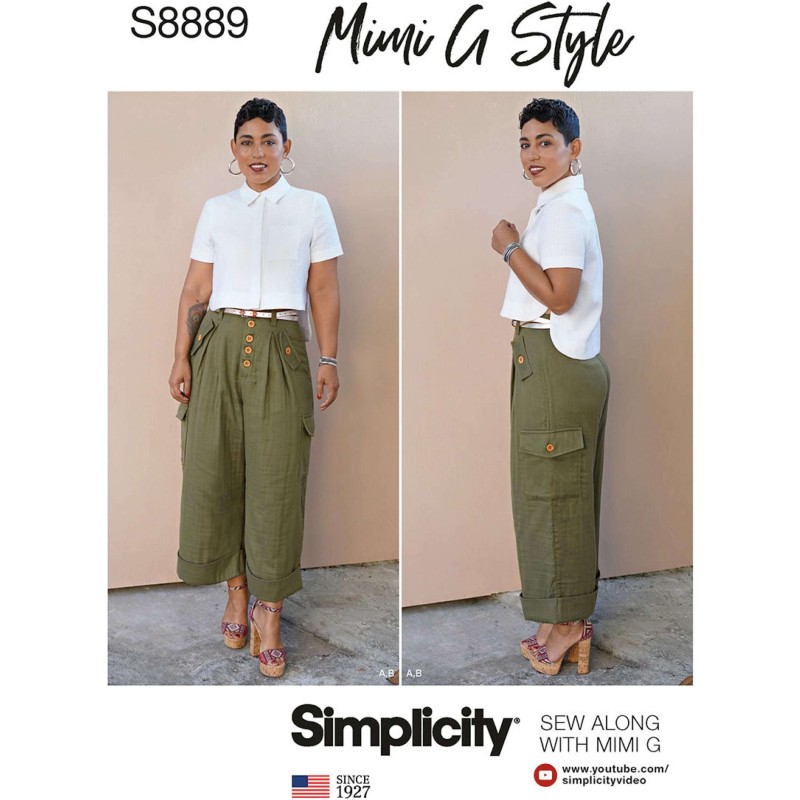 Simplicity Sewing Pattern 8889 Misses Button Shirt and Wide Leg Trousers
