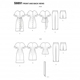 Simplicity Sewing Pattern 8891 Misses Shirt Blouse Dress and Cropped Trousers