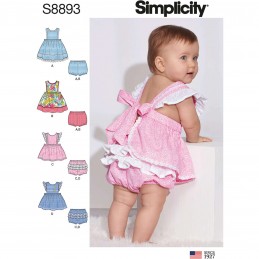 Simplicity Sewing Pattern 8893 Babies Baby Pinafore Dress and Bloomers