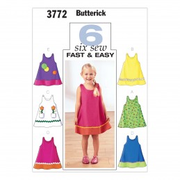 Butterick Sewing Pattern 3772 Childrens A Line Pinafore Dress