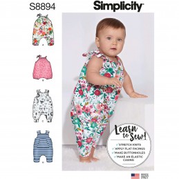 Simplicity Sewing Pattern 8894 Babies Baby Stretch Knit Rompers