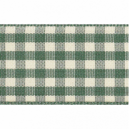 Green 10mm x 4m Berisfords Natural Gingham Polyester Craft Ribbon