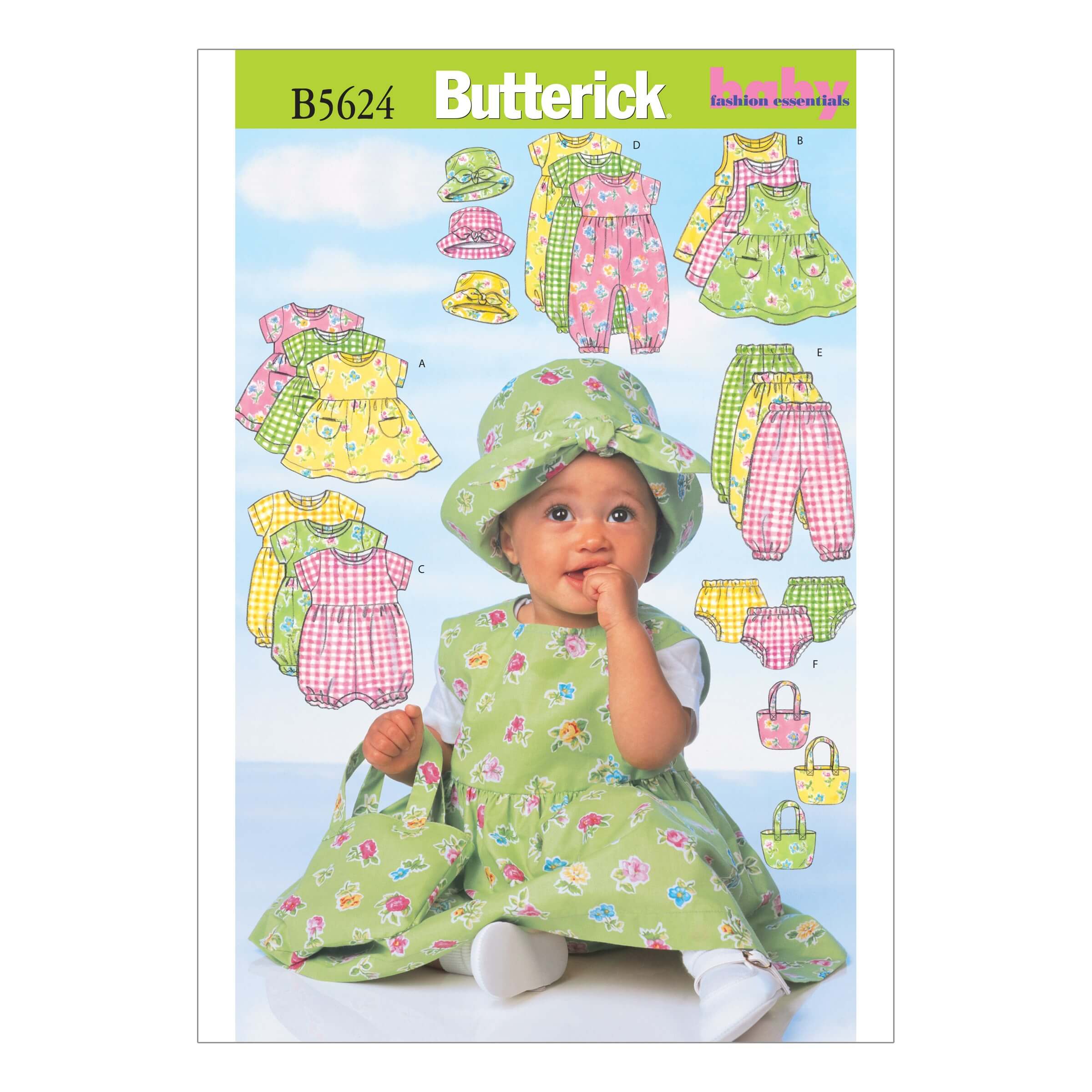 Butterick Sewing Pattern 5624 Toddlers Summer Outfits Dress Babygrow Trousers