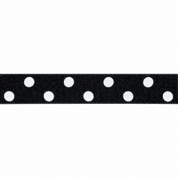 Black 15mm Berisfords Polka Dots Spots Ribbon Polyester Craft