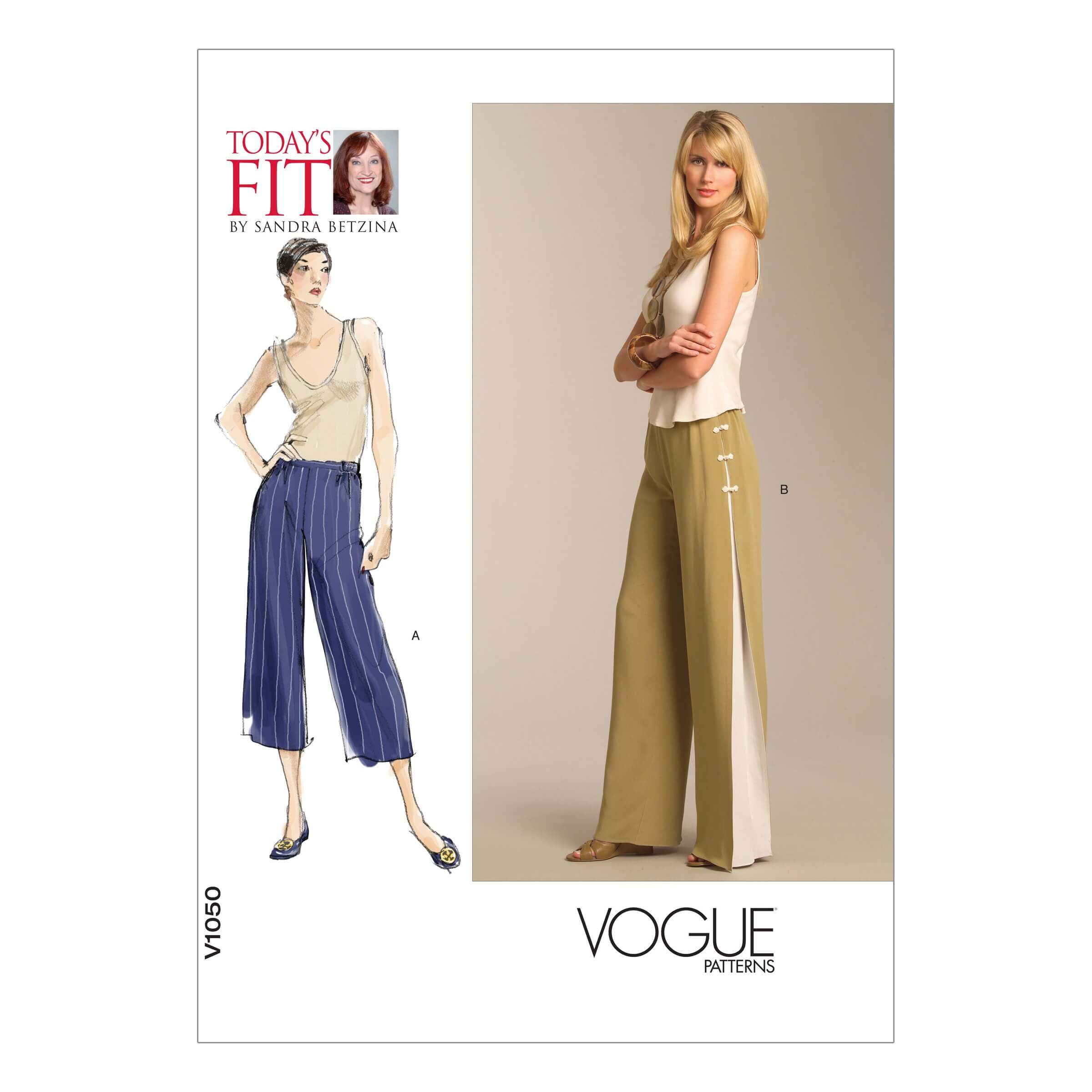 Vogue Sewing Pattern V1050 Women's Wide Leg Trousers With Optional Insert