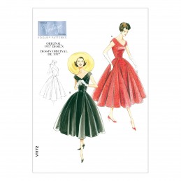 Vogue Sewing Pattern V1172 Women's Vintage 1950s Dress Flared Calf Length