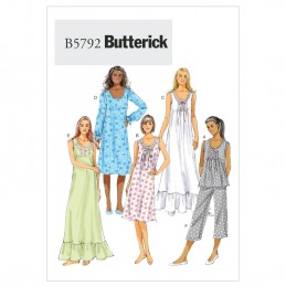 Butterick Sewing Pattern 5792 Pyjama Top Gown & Pants