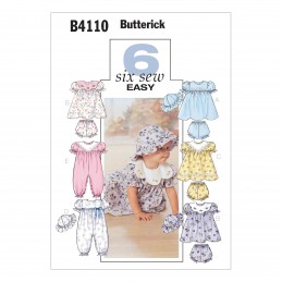Butterick Sewing Pattern 4110 Baby Cute Dress Babygrow Hat & Trousers