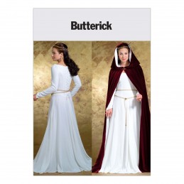 Butterick Sewing Pattern 4377 Misses' Fantasy Maiden Costume Dress Cape