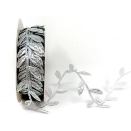Metallic Silver Satin Cut Outs Leaf Edge Bertie's Bows Ribbon Trim