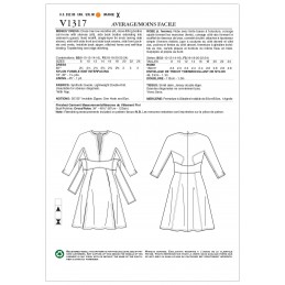 Vogue Sewing Pattern V1317 Women's Fit Flare Dress with Low Slit Neckline