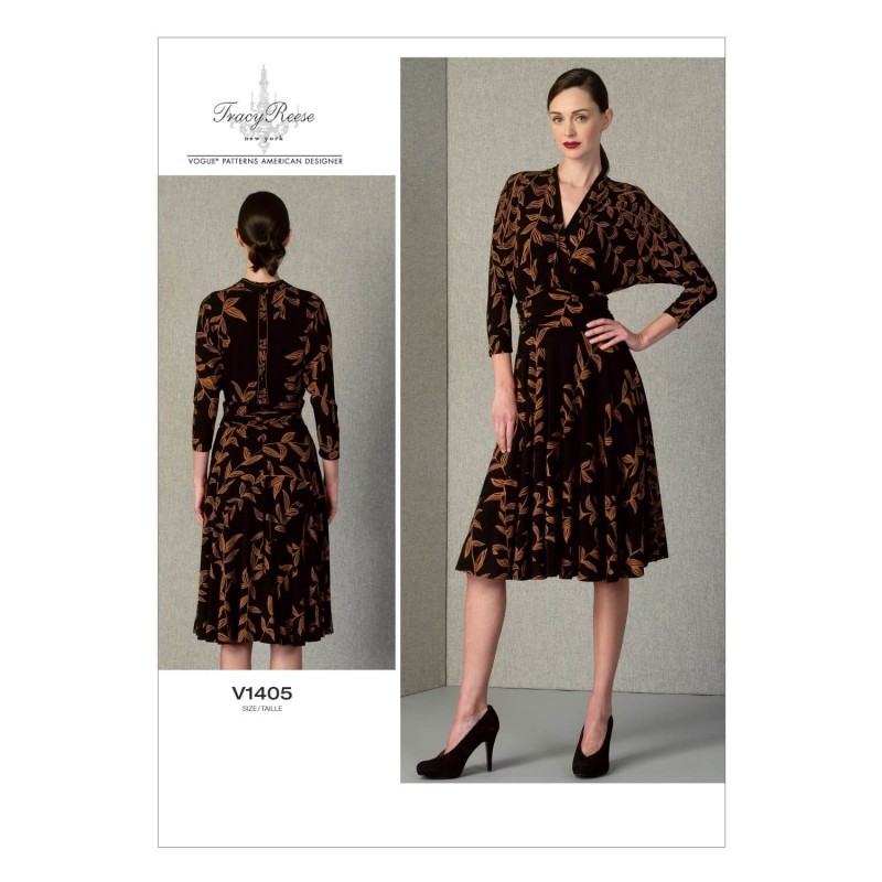 Vogue Sewing Pattern V1405 Women's Pullover Mock Wrap Dress