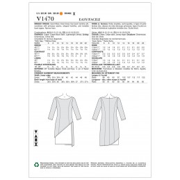 Vogue Sewing Pattern V1470 Women's Dress with Two Tone Asymmetric Overlay