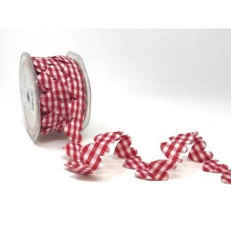 Red 25mm Bertie's Bows Gingham Padded Hearts Garland Craft Ribbon