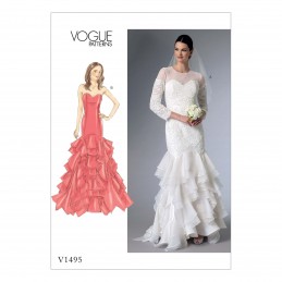 Vogue Sewing Pattern V1495 Women's Sweatheart Gown Dress with Flounce Skirt