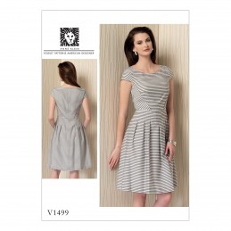 Vogue Sewing Pattern V1499 Women's Cap Sleeve Pleated Skirt Dress