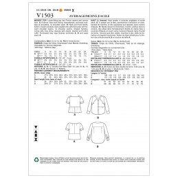 Vogue Sewing Pattern V1503 Women's Ruffle and Pocket Detail Shirt Top Blouse