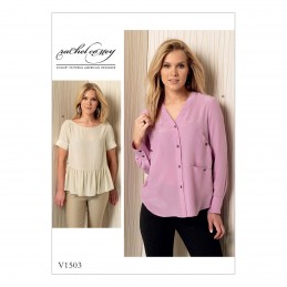 Vogue Sewing Pattern V1503 Women's Ruffle and Pocket Detail Shirt Top Blouse