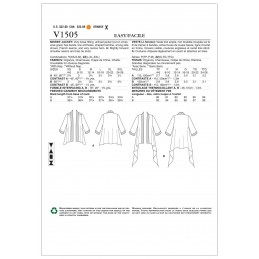 Vogue Sewing Pattern V1505 Women's Loose Fit Kimono Style Jacket Cardigan
