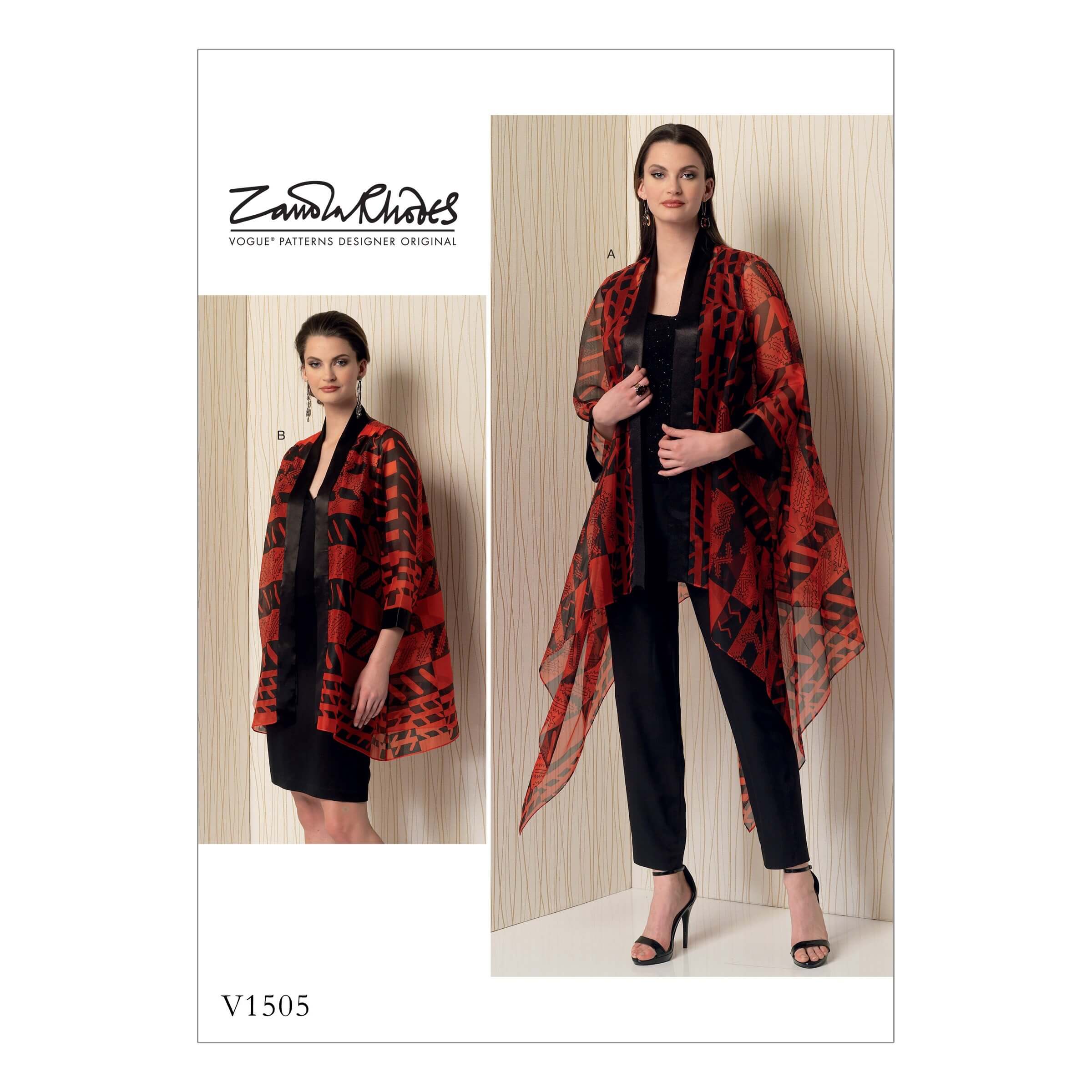 Vogue Sewing Pattern V1505 Women's Loose Fit Kimono Style Jacket Cardigan