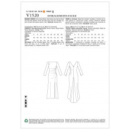 Vogue Sewing Pattern V1520 Women's Special Occasion Dress with Side Slit Skirt