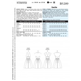 Butterick Sewing Pattern 5209 Misses' Fitted Lined Bodice Dress