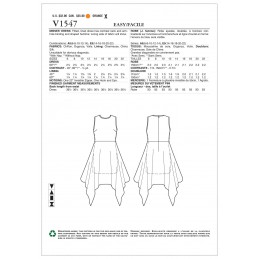 Vogue Sewing Pattern V1547 Women's Dress with Handkerchief Style Overlay