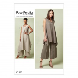 Vogue Sewing Pattern V1550 Women's Uneven Hem Tunic and Wide Leg Trousers