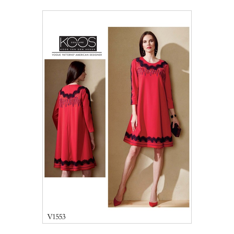 Vogue Sewing Pattern V1553 Women's Swing Dress with Decorative Trims