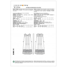 Vogue Sewing Pattern V1554 Women's Pleated Sleeveless Dress with Trim Detail