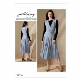 Vogue Sewing Pattern V1556 Women's Pleated Dress with Wide Belt