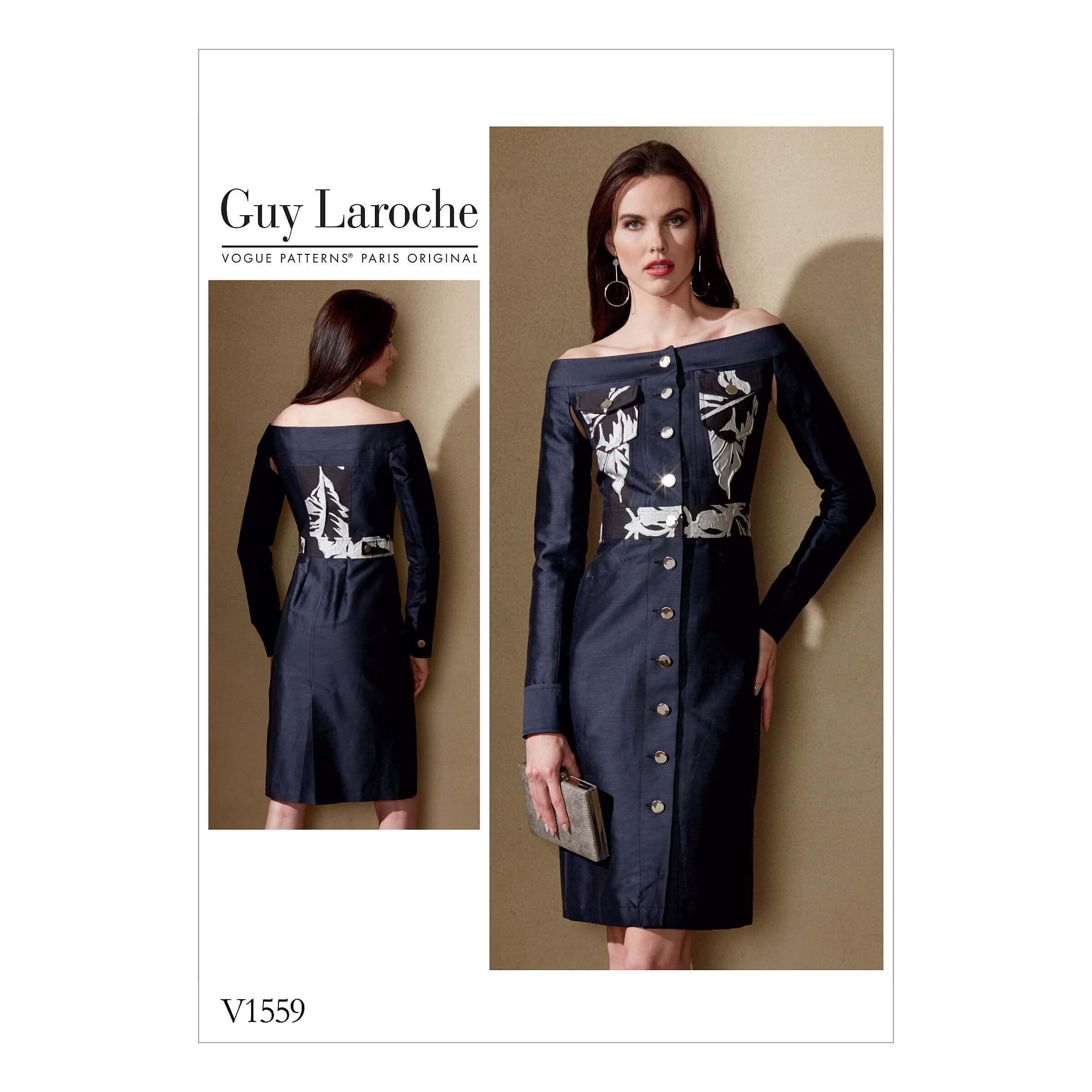 Vogue Sewing Pattern V1559 Women's Off The Shoulder Shirt Dress with Pockets