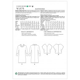 Vogue Sewing Pattern V1574 Women's Dolman Sleeve Dress and Top Overlay