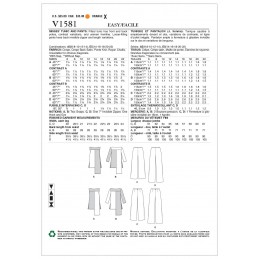 Vogue Sewing Pattern V1581 Women's Multi Length Tunic and Straight Trousers