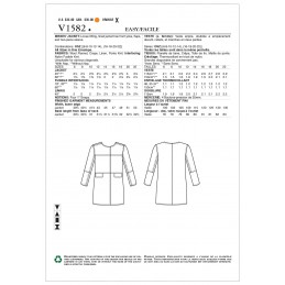 Vogue Sewing Pattern V1582 Women's Lined Jacket Coat with Hidden Closure