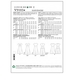 Vogue Sewing Pattern V9103 Women's Summer Floaty A Line Dress