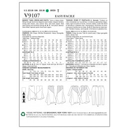 Vogue Sewing Pattern V9107 Women's Tunic Dress And Trouser Pants