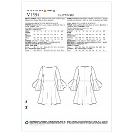 Vogue Sewing Pattern V1594 Women's Flared Dress with Flounce Sleeves