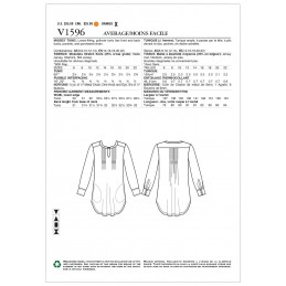 Vogue Sewing Pattern V1596 Women's Longline Pleated Shirt tunic with Pockets