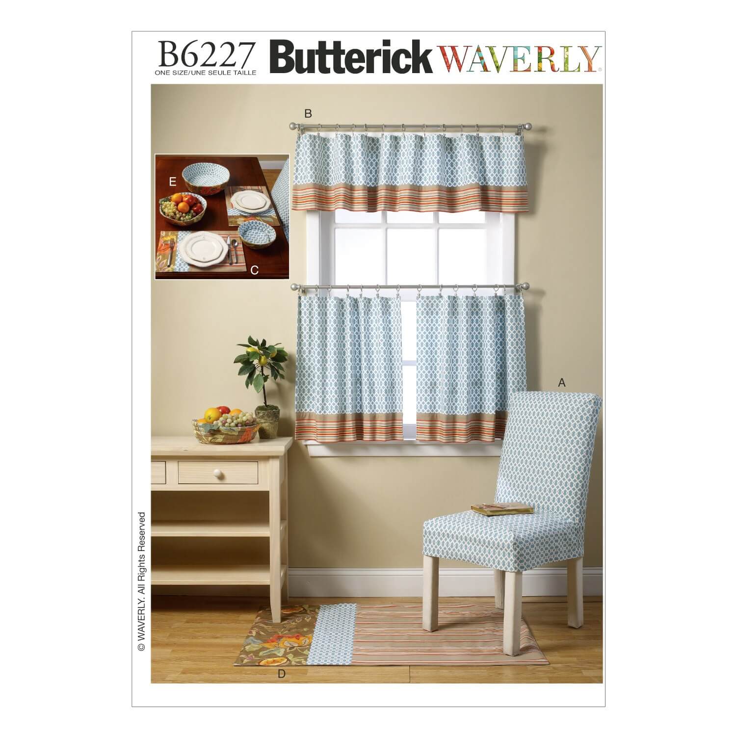 Butterick Sewing Pattern 6227 Kitchen Items Chair Rug Curtain Placemats