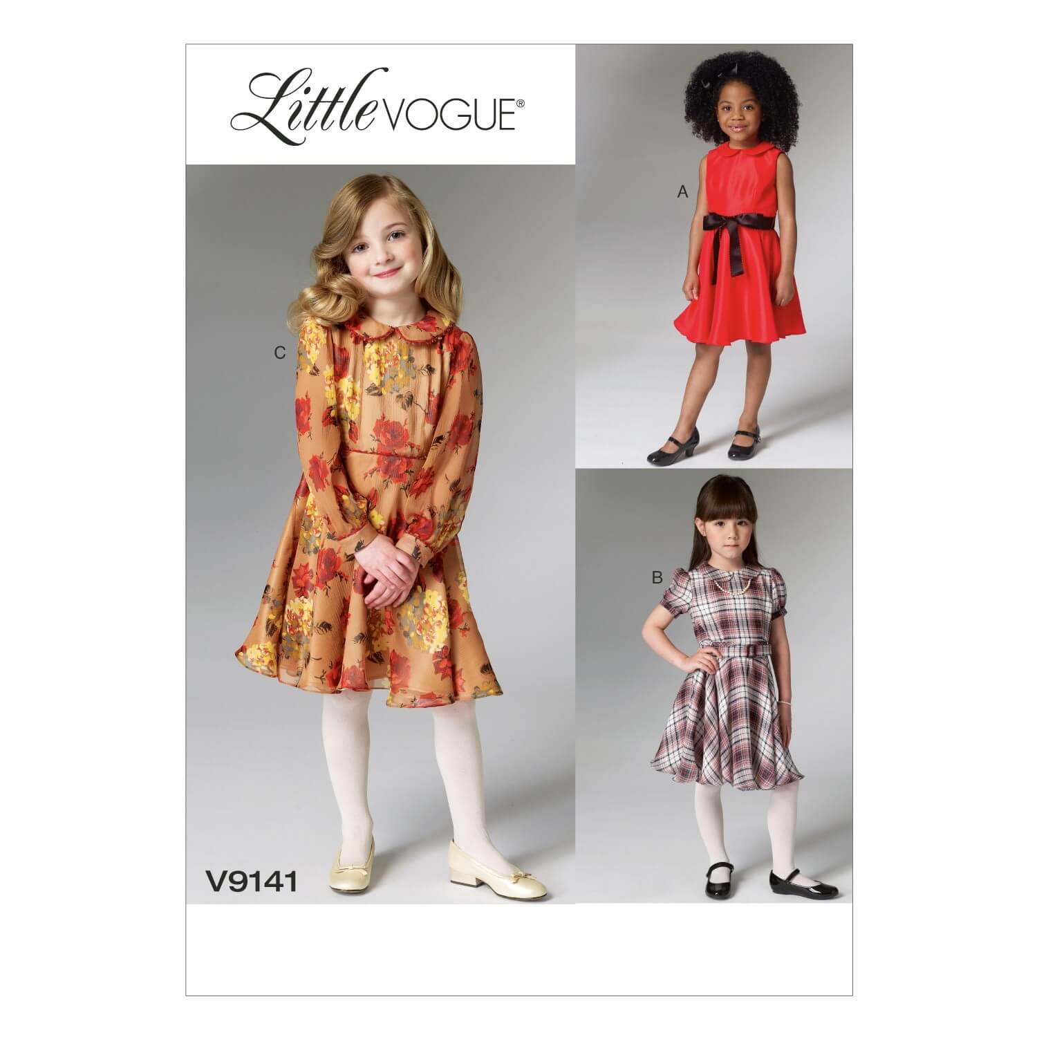 Vogue Sewing Pattern V9141 Children's Collared Dress And Belt