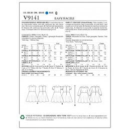 Vogue Sewing Pattern V9141 Children's Collared Dress And Belt