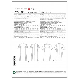 Vogue Sewing Pattern V9183 Women's Misses' Panel Dresses