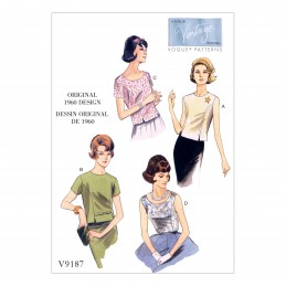 Vogue Sewing Pattern V9187 Women's Vintage Jewel Or Scoop Neck Tops