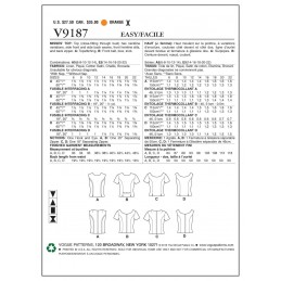 Vogue Sewing Pattern V9187 Women's Vintage Jewel Or Scoop Neck Tops