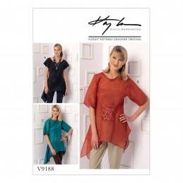 Vogue Sewing Pattern V9188 Women's Handkerchief-Hem Tops With Centre Pocket