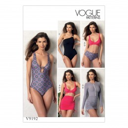 Vogue Sewing Pattern V9192 Women's Wrap Top Bikini One Piece Swimsuit & Cover Ups
