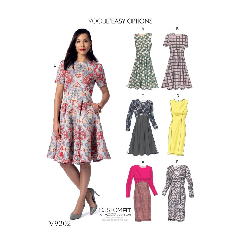 Vogue Sewing Pattern V9202 Women's Dresses With Flared Or Straight Skirt