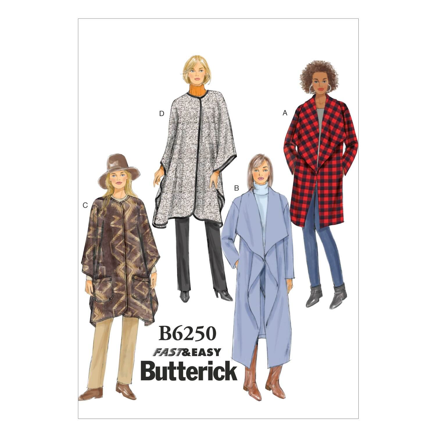 Butterick Sewing Pattern 6250 Jacket Coat & Wrap